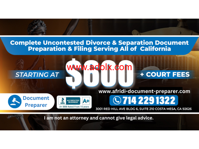 Best Divorce Document Preparer NEWPORT BEACH