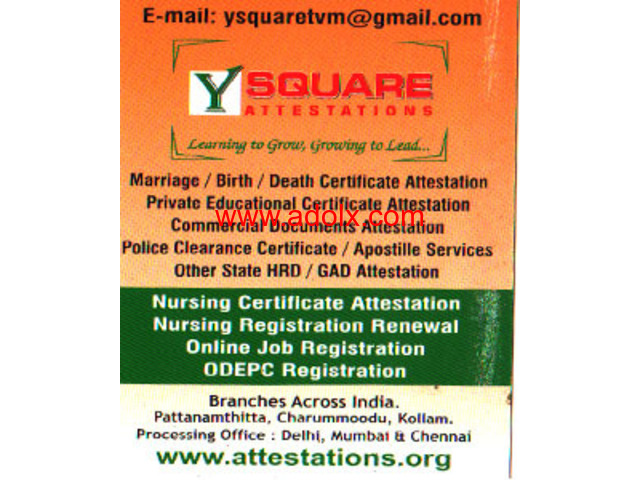 Marriage and Birth-Death certificate attestation services from all states