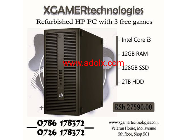 Recertified core i3 HP tower computer with 3 free games