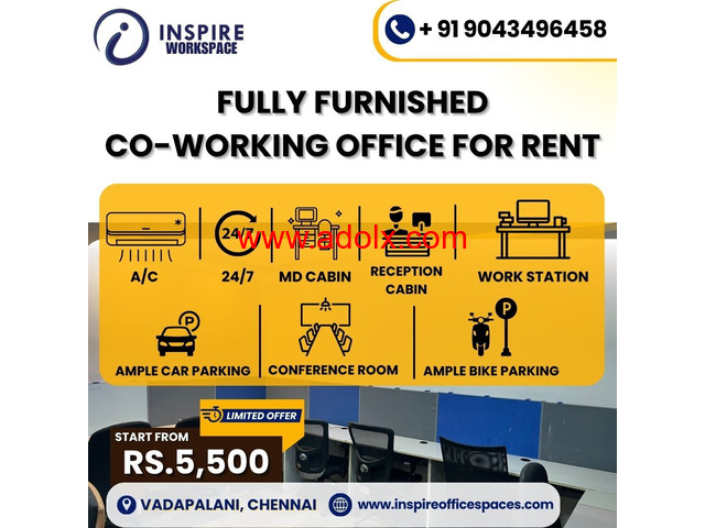 Fully Furnished Co-working Office Space for Rent in Vadapalani