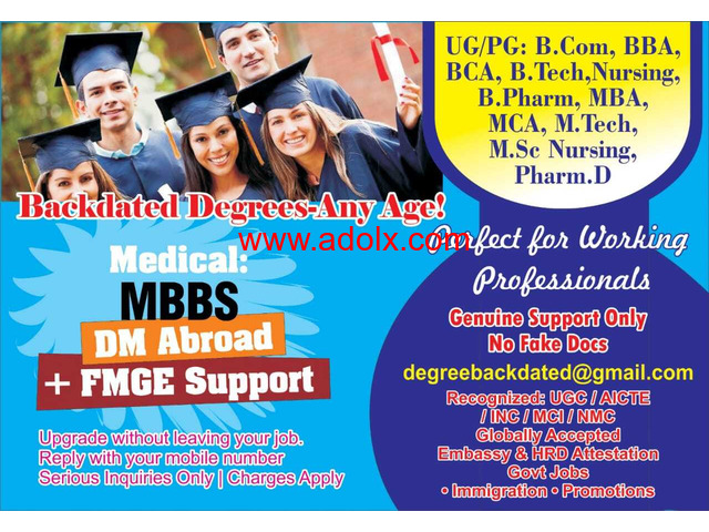 Backdated Degrees – Any Age ! Without Leaving Your Job,